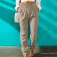 thumbnail image 1 of Pantalons en Lin pour Femmes Été Mode Décontractée Ample Coton et Lin Poches Pantalons Capris pour Femmes Été Décontracté Liquidation, 1 of 6