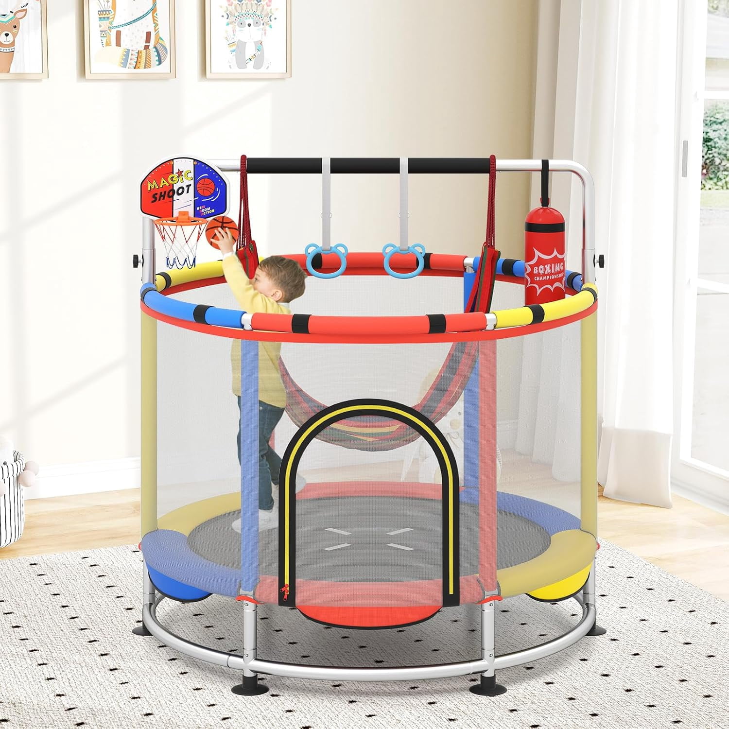 OLAKIDS 55" Trampoline for Kids Enclosure Net Heavy Duty for Boys Girls Outdoor Indoor