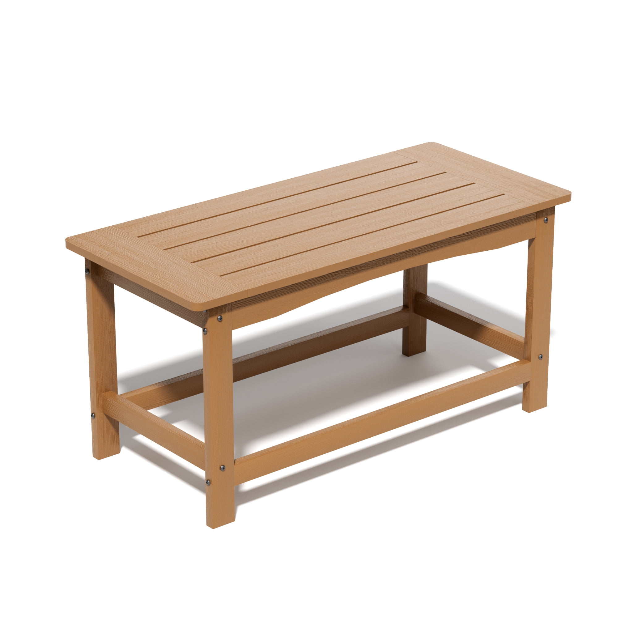AwayHome 35" Rectangle HIPS Outdoor Coffee Table for Patio,All-Weather Small Outdoor Table for Deck Balcony Garden Porch Poolside,Teak