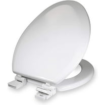 Elongated Molded Wood Toilet Seat Easy Remove Adjustable Hinge, White