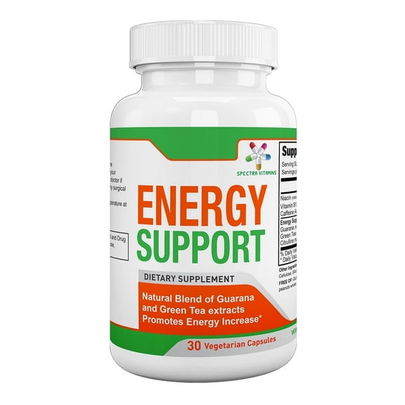 SPECTRA VITAMINS Natural ENERGY  SUPPORT Formula with  Guarana, Vitamin B12,  Green Tea Extracts, Citrulline Malate, Caffeine Supports Daily Energy Increase, 30 Capsules
