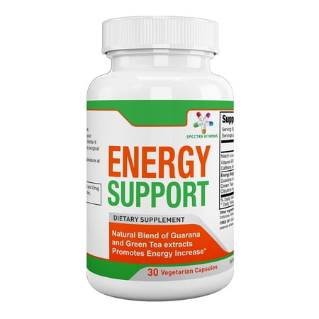 SPECTRA VITAMINS Natural ENERGY SUPPORT Formula with Guarana, Vitamin B12, Green Tea Extracts, Citrulline Malate, Caffeine Supports Daily Energy Increase, 30 Capsules