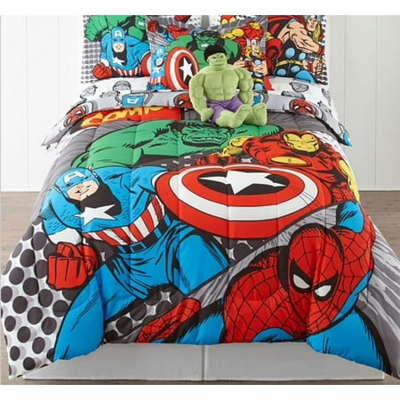 Avengers Marvel Comics Reversible Twin Comforter Sheets Bonus Pillow Sham 5 Piece Bed In A Bag Walmart Com Walmart Com
