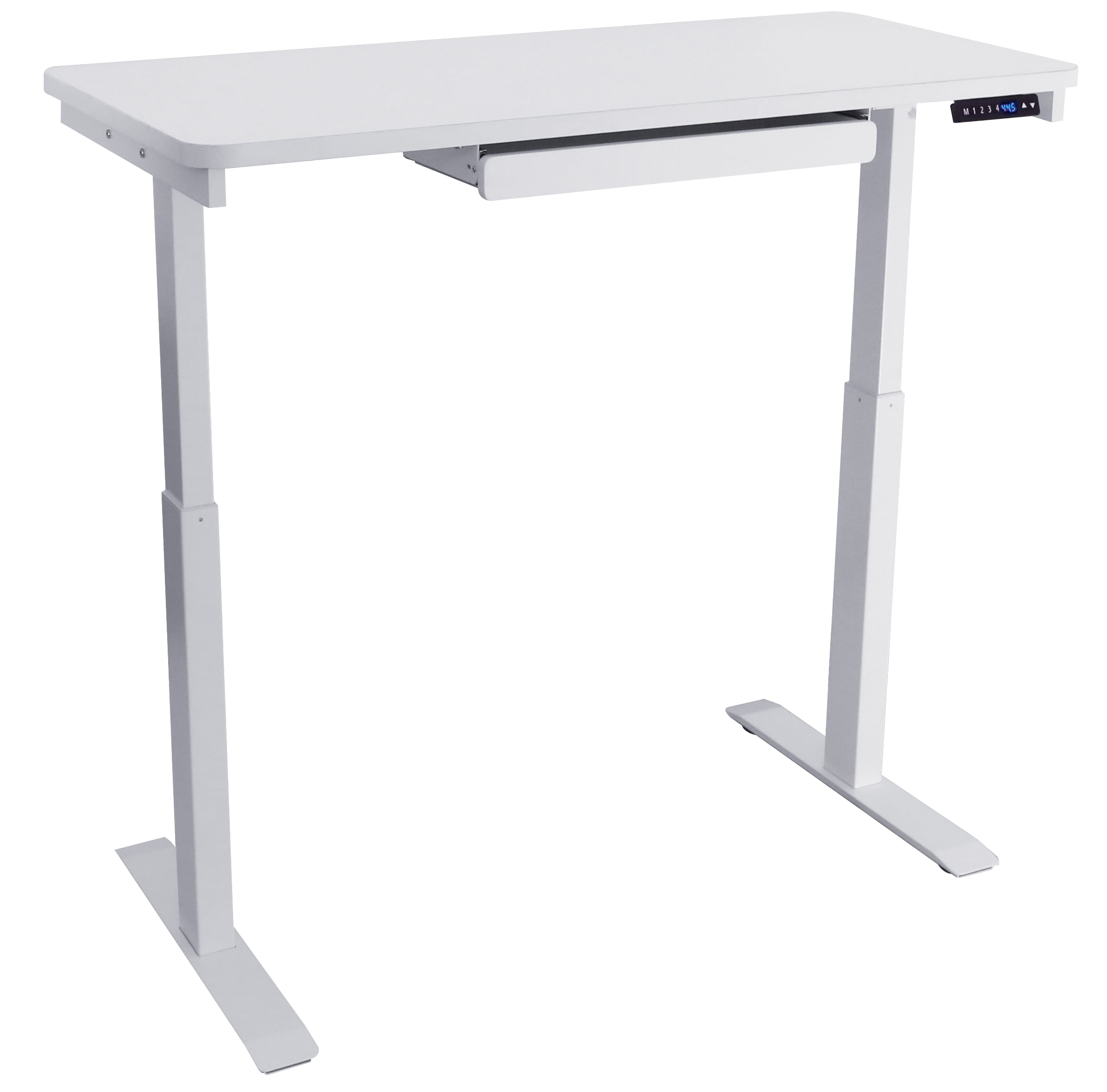 Motionwise White Electric Height Adjustable Standing Desk, 24”x48", Height Adjustable 28"-48" with 4 pre-set height adjustments and USB Charge Port, Multiple Colors