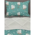 thumbnail image 3 of Sailing Comforter & Sham Bedding Set, Repeating Seagulls Pirate Clipper Ship Anchor Marine Illustration, 3 pcs Duvet Set Microfiber Filling Quilt, 5 Sizes, Pale Teal Ivory, by Ambesonne, 3 of 4