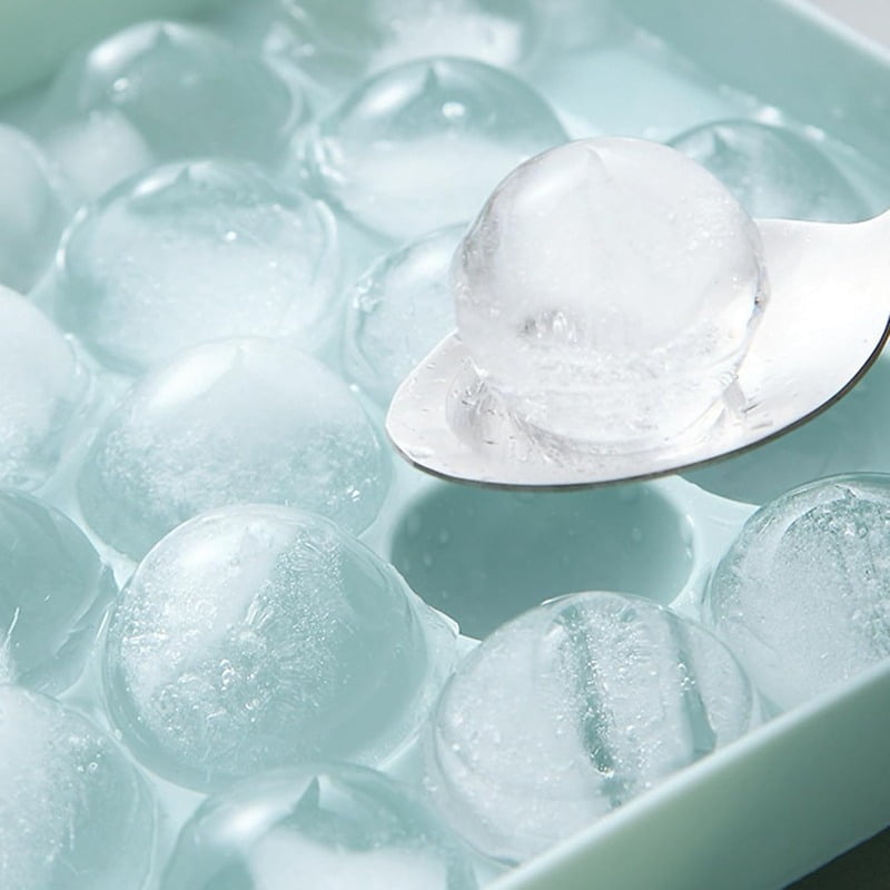 Reusable Sphere Ice Cube Maker, 33-Grid Round Ice Tray with Lid, Easy Release Ice Mold for Whiskey, Cocktail, and Coffee