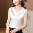 thumbnail image 2 of Youmylove Women Summer Tank Top V Neck Net Yarn Sleeveless Tank Top New Summer Fashion Lace Undershirt Satin Vset Stylish Flowy Casual Tops, 2 of 4