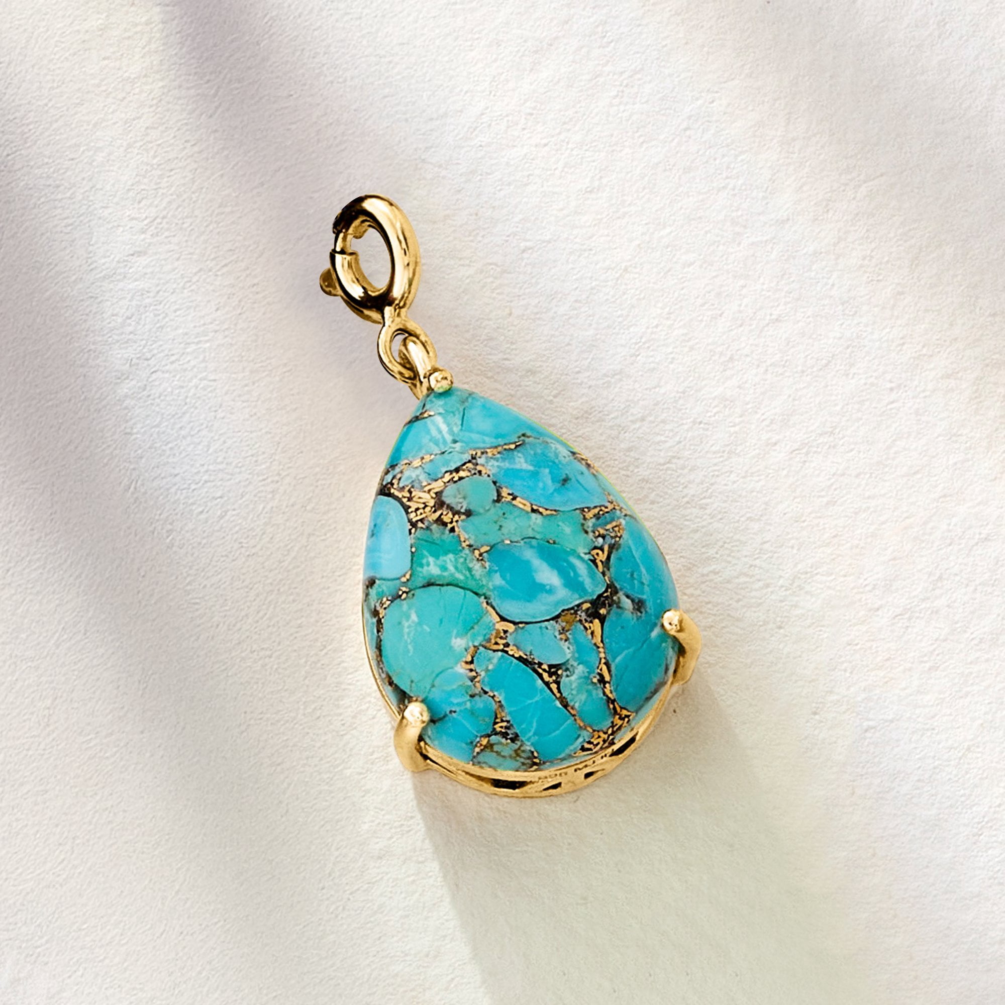 Ross-Simons Pear-Shaped Turquoise Charm in 18kt Gold Over Sterling, Women's, Adult