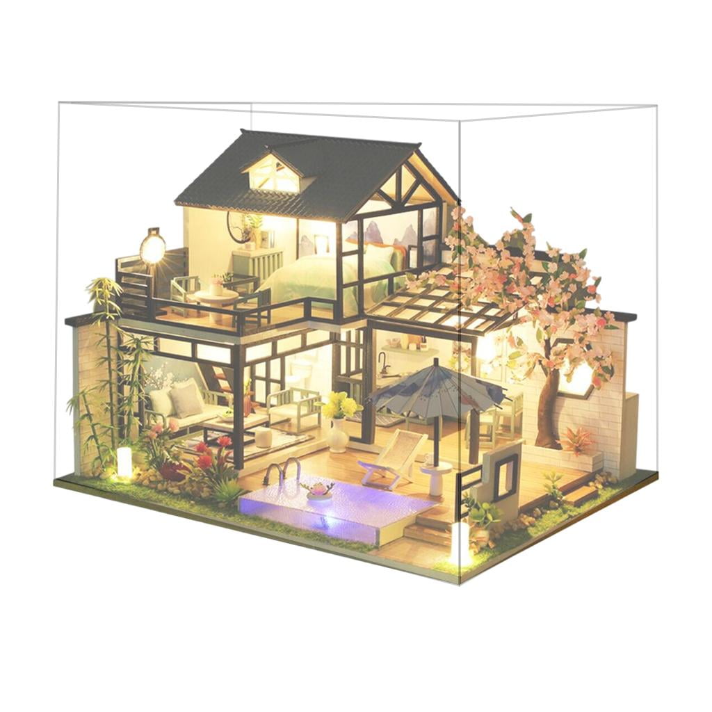 wooden puzzle dollhouse doll wood coloured house large villa kit 