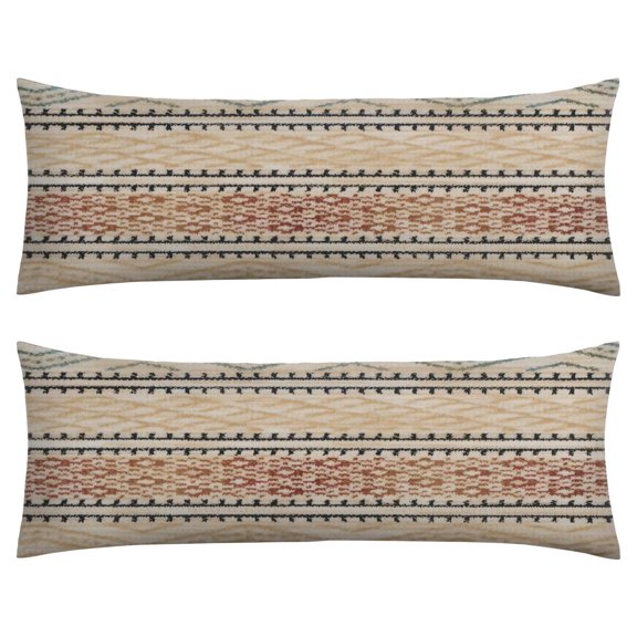 Natural Tribal Body Pillow Cover 20x54 - Bohemian Long Pillow Case with Zipper - Floral & Rustic Home Decor - Breathable Maternity Pillowcase
