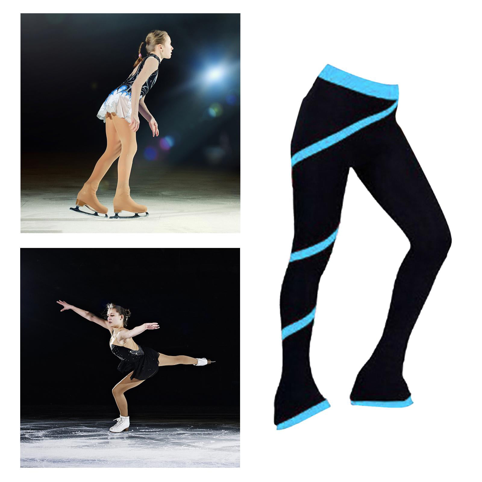 Figure Skating Pants Women's Girls' Ice Skating Tights Activewear Black XS 