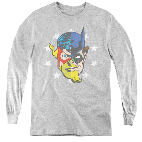 Jla - Face Off - Youth Long Sleeve Shirt - Large