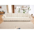 thumbnail image 3 of 142" Oversized Chenille Modular Sectional Sofa with High-Resilience Memory Foam Cushion, Adjustable Lumbar Support, 4-Seater Upholstered Corner Sofa with 2 Throw Pillows, for Living Room, White, 3 of 7