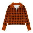 thumbnail image 3 of Lenpel Girls' Half Zip Sweatshirts Fashion Long Sleeve Plaid Pullover Crop Tops with Pocket Fall Winter Clothes, 3 of 4