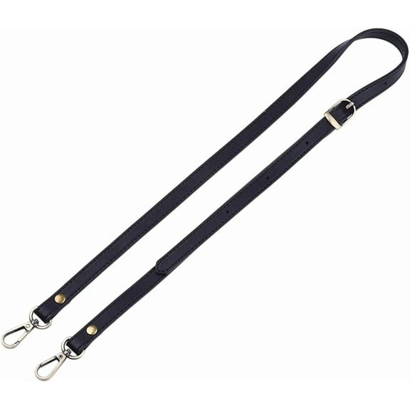 PU Leather Adjustable Crossbody Strap Black Thin Purse Strap Replacement with Alloy Buckles 35.04-42.9 x 1/2 inch Black
