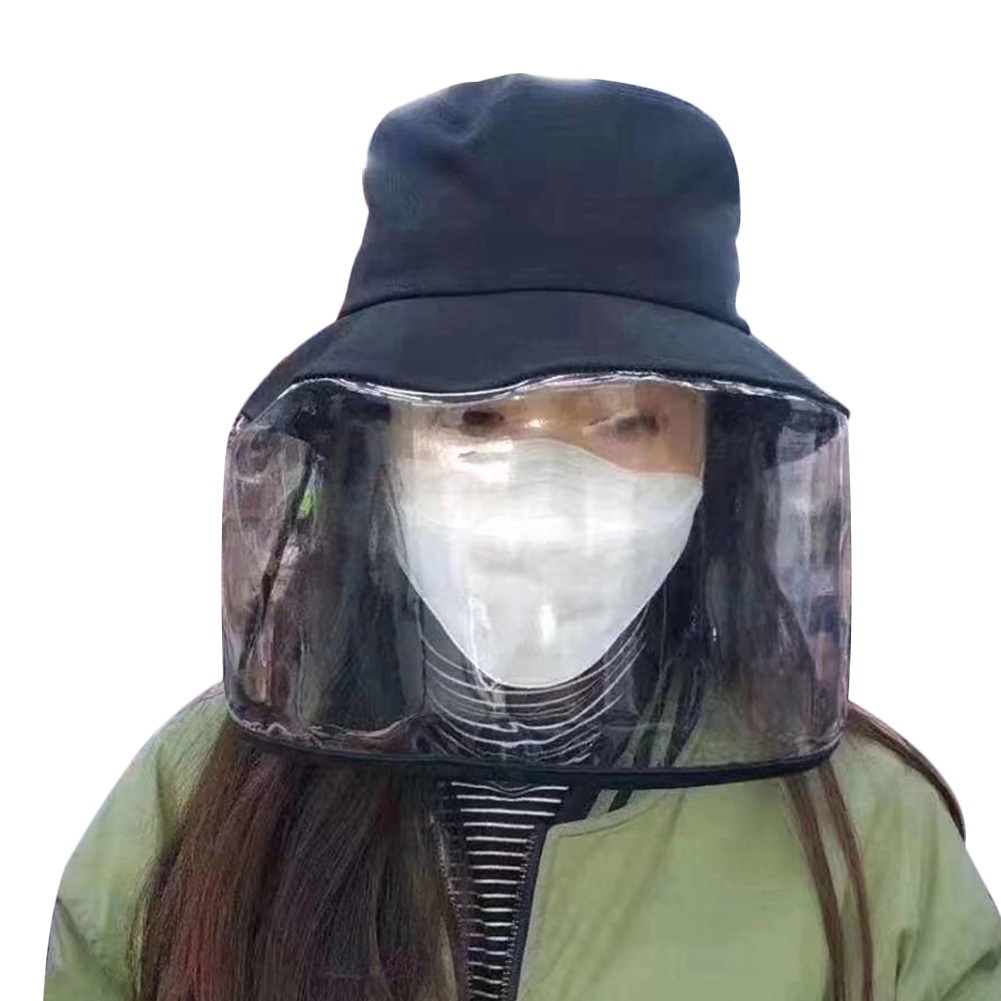 Women Protective Cap Fisherman´s Hat with Transparent Mask Eye
