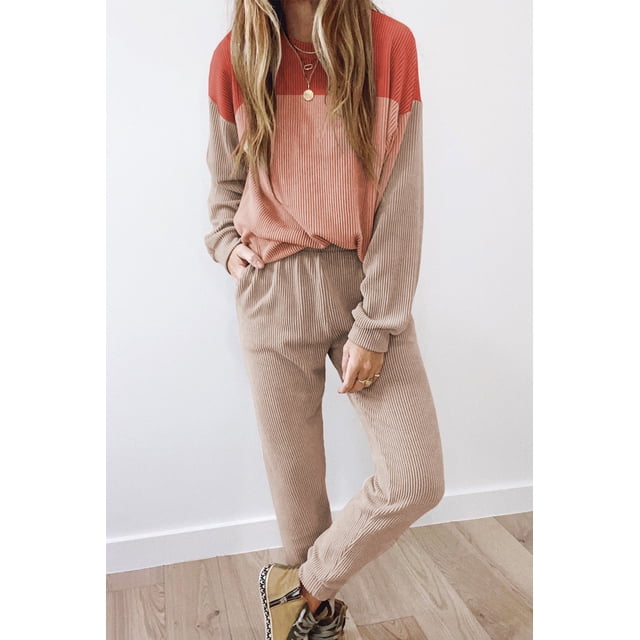 FOLUNSI Flame Red Set: Oversized Pullover + High-Waist Joggers - Trendy, Comfort Fit