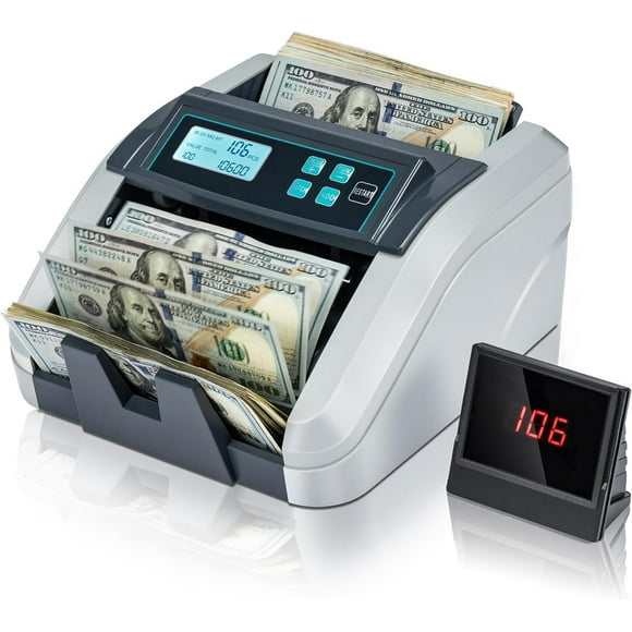 MUNBYN IMC51 Money Counter Machine Count Value, Add+Batch/Add+ Value Mode Bill Counter, UV/MG/IR/MT Detection, USD only Cash Counter,1100 Bills/min,