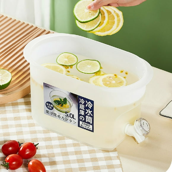 Summer Savings Kcavykas Cold Kettle with Faucet in Refrigerator, Faucet Large Capacity Storage for Fruit Dispenser with Top and Spigot Fruit Teapot Lemonade Bucket