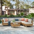 thumbnail image 2 of 7 Pieces Patio Furniture Set, Wicker Sectional Table and Chairs Sets, Patio Conversation Set with Sectional Chaise Longue, Coffee Table, Suitable for Porch Backyard Garden, Beige, 2 of 11