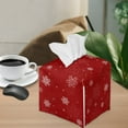 thumbnail image 5 of Psesaysky Tissue Box Cover Waterproof Chrsitmas Snowflakes, Red Square Leather Tissue Box Holder, Modern Facial Paper Organizer Dispenser for Bathroom, Car, 5.1''X5.1''X5.5'', 5 of 7