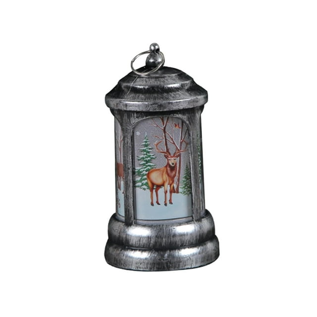 Christmas Tabletop Lantern Xmas LED Light Xmas Ornament 7x12.5cm Decorative Lamp Grey