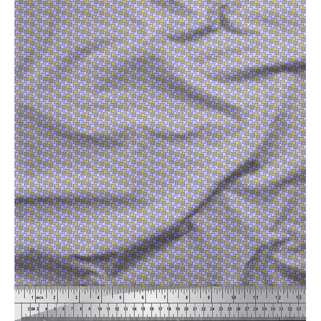 Soimoi Polyester Crepe Fabric Diamond & Cross Sign Shirting Print Fabric by Yard 52 Inch Wide