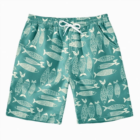 Xudanell Boys Swim Trunks Quick Dry Beach Board Shorts with Mesh Lining Youth Swimwear 2-16Y (Blue, 13-14 Years)