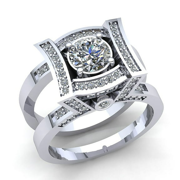 Natural 2carat Round Cut Diamond Ladies Solitaire Engagement Anniversary Ring Jacket Solid 10K Rose, White or Yellow Gold GH I1-I2