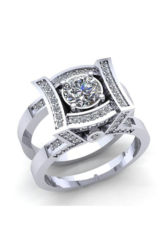 Natural 2carat Round Cut Diamond Ladies Solitaire Engagement Anniversary Ring Jacket Solid 10K Rose, White or Yellow Gold GH I1-I2