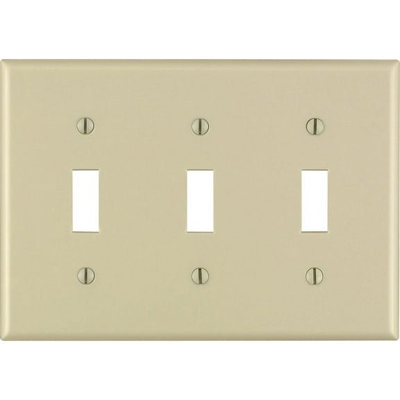 Leviton 001-86011-000 Three-Gang Toggle Switch Standard Wallplate, Ivory