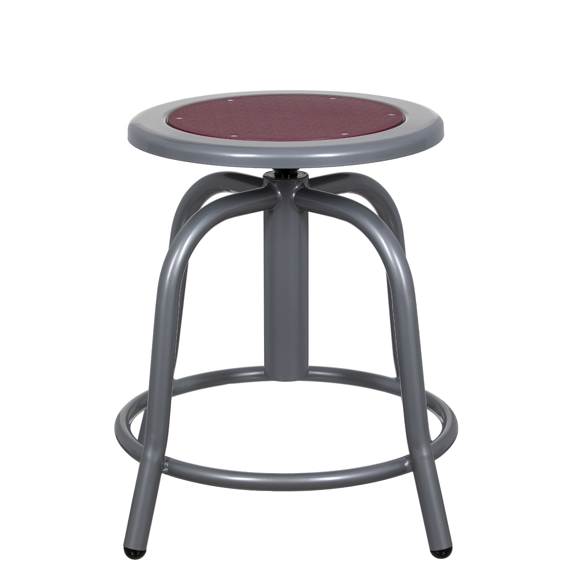 Vince Swivel Stool with Steel Seat, Grey Frame, Grey Seat with Burgundy Center