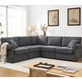 thumbnail image 3 of L Shaped Sectional , 5 Comfortable Couch With Foam Filling, Dark Gray Upholstery For Home Comfy Couch, 5 Seat Modular Pocket Spring, Decor, 3 of 6