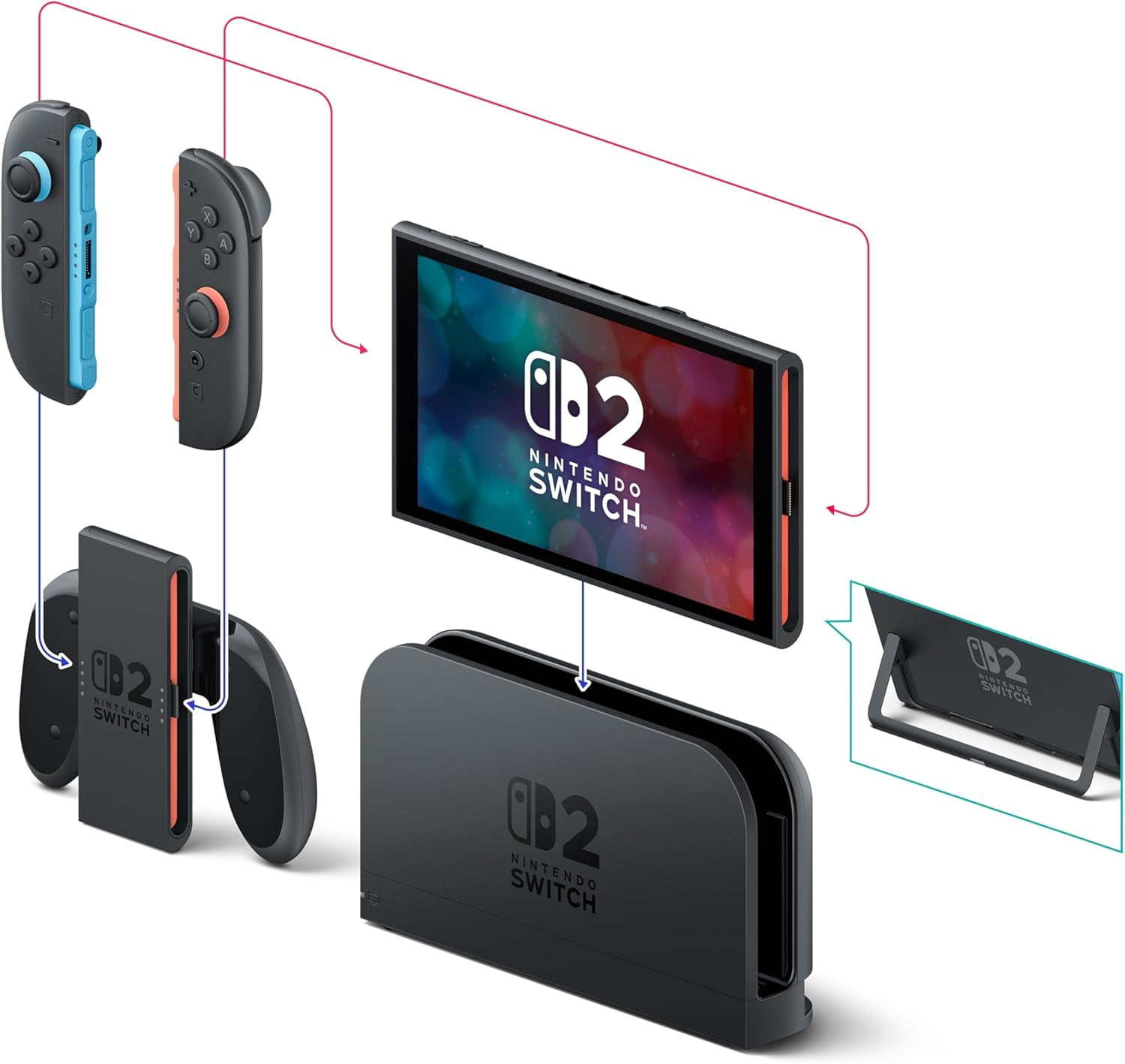 Nintendo Switch 2 System + Mario World Bundle (International Version 2025) 256GB, 4K Output, Magnetic Joy-Con