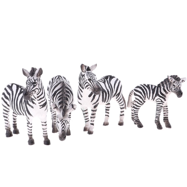 4x Wildlife Collection Zebra Animal de acción Juguetes para Zulema simulación de figuras de cebra