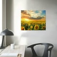 thumbnail image 4 of Nawypu  Wall Art Natural Wood Framed Canvas Painting Sunset Sunflowers Picture Poster Print Yellow flowers Extra Framed Ready to Hang for Living Room Bedroom Office Home Decor, 4 of 5