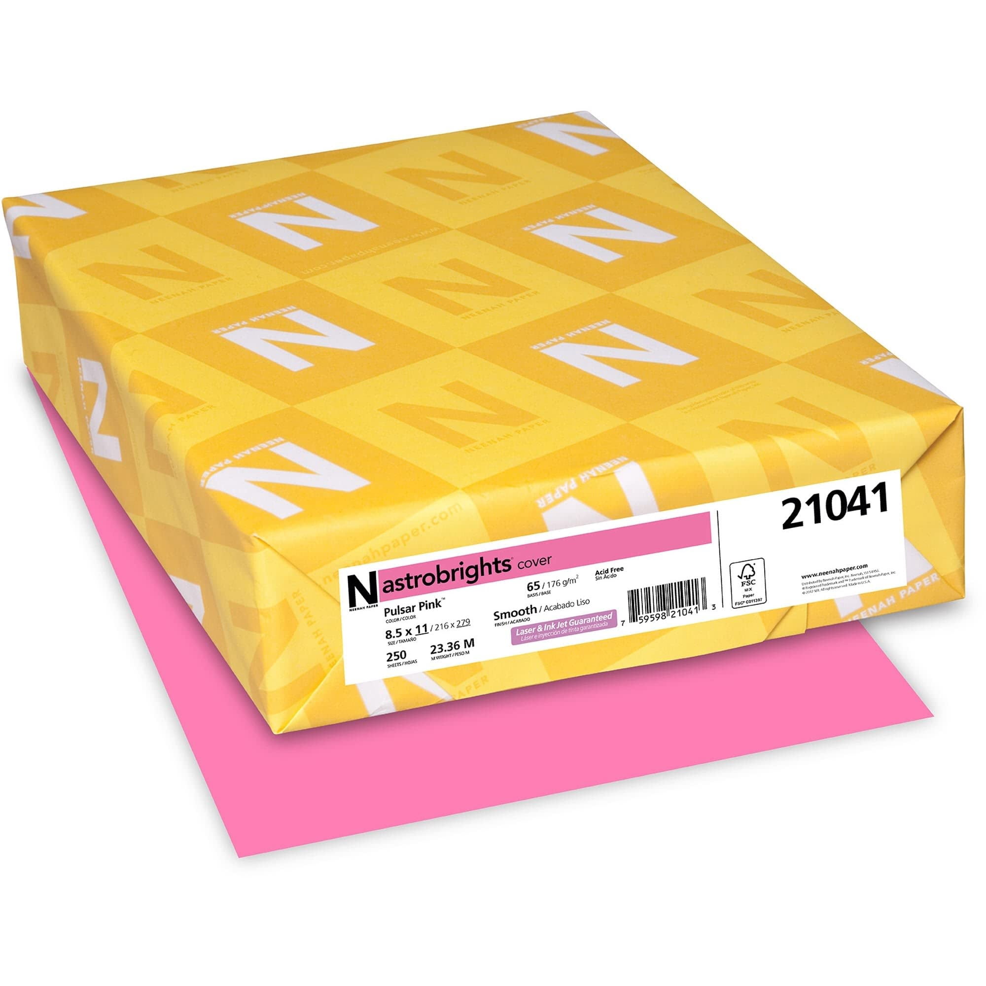 Astrobrights Color Cardstock, Pulsar Pink, 8.5" X 11", 250 Count