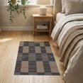 thumbnail image 3 of ODIKA 2'x3' Brown Geometric Checkered Design Washable Throw Rug Modern Pattern with Natural Accents Non-Slip, Low Profile, Flatwoven, Easy Care for Hallway, Study Room, 3 of 7