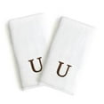 thumbnail image 6 of Authentic Hotel and Spa  2-piece White Turkish Cotton Hand Towels with Brown Block Monogrammed Initial White/Brown W, 6 of 7