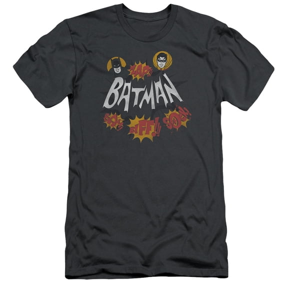 Batman Classic TV Sound Effects S/S Adult 30/1 T-Shirt-Charcoal