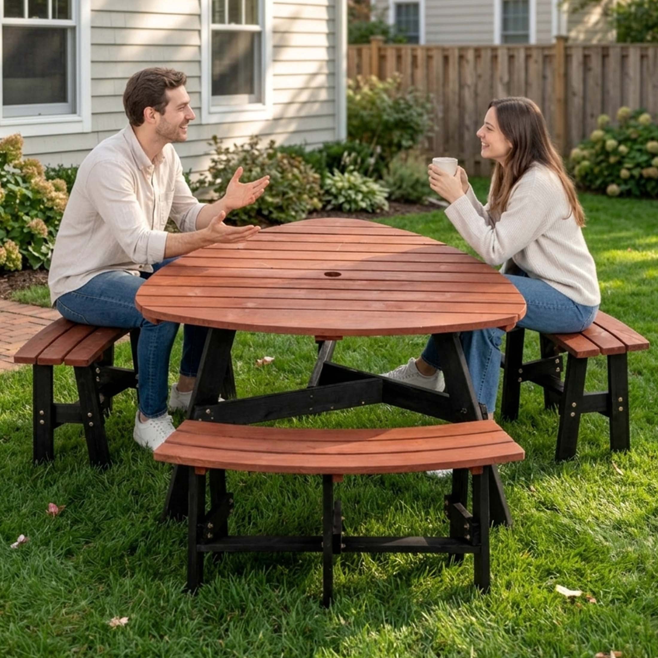 Dextrus Picnic Table Bench Set 6 ft Outdoor Camping with Stable