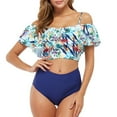 thumbnail image 1 of PENGXIANG Women‘s Ruffled Two Piece Swimsuit Floral Printing High Waisted Bathing Suit Tummy Control Swimwear Bikini, 1 of 7