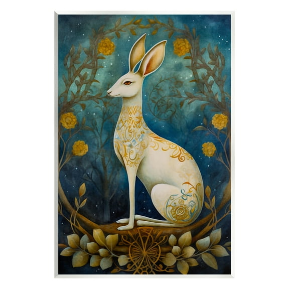 Stupell Industries Patterned Forest Rabbit Animals & Insects Painting Unframed Art Print Wall Art, 13 x 19