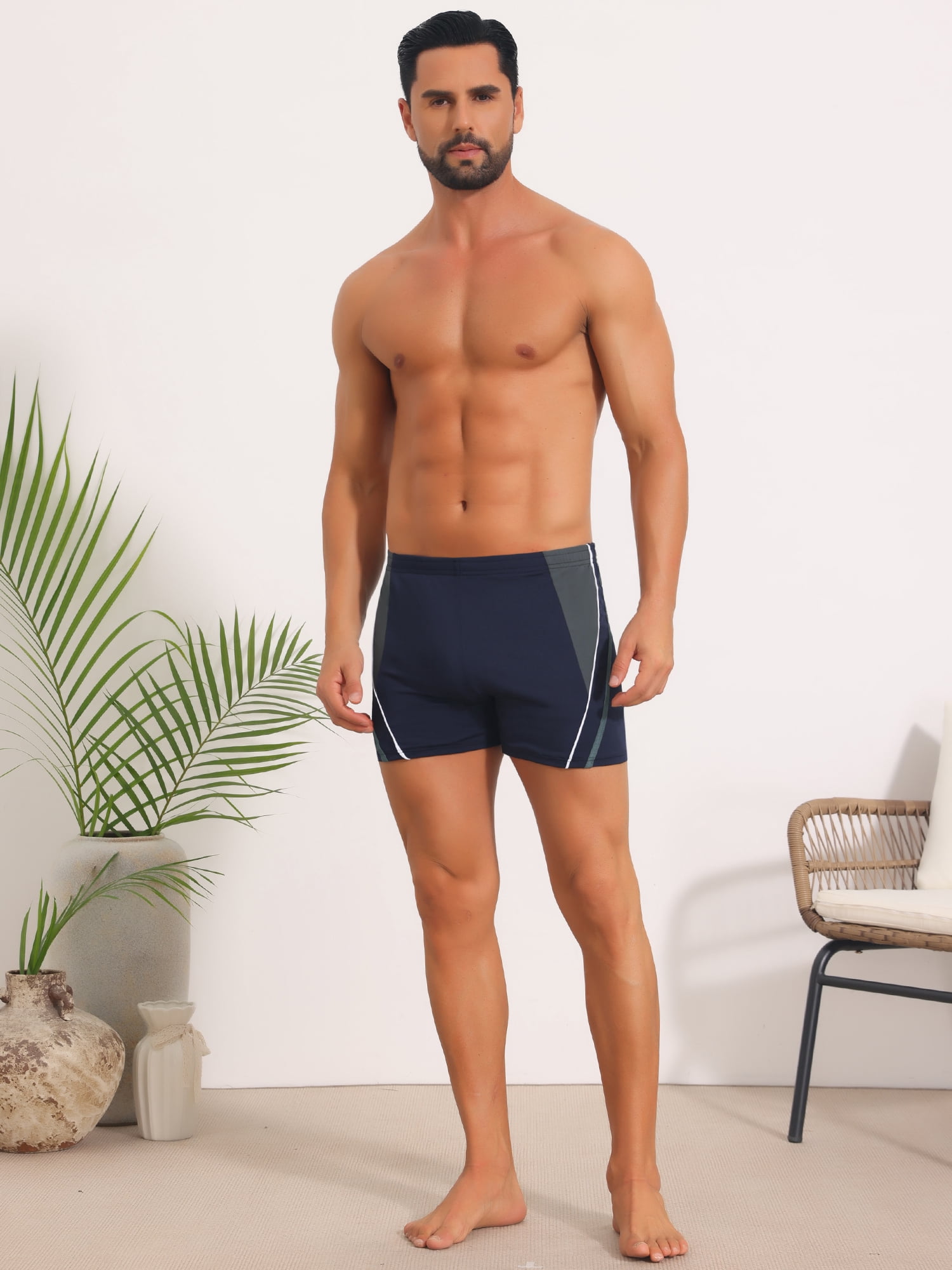 DARING DIVA Men's Block Swimwear Adjustable Drawstring Pool Swimming Shorts 30 Gray