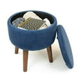 thumbnail image 3 of Humble Crew Velour Round Storage Ottoman Footstool, Velvet Blue, 3 of 6