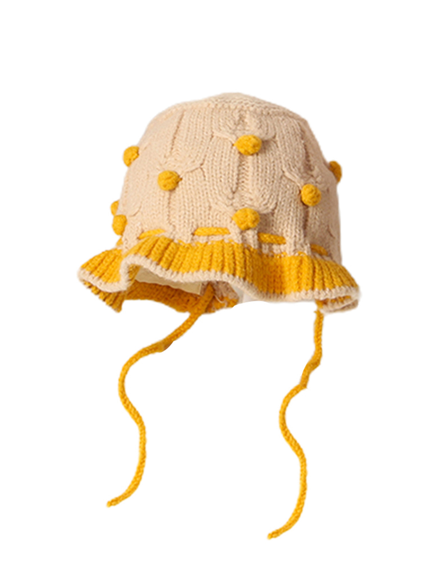 Gupgi Toddler Baby Girls Ruffle Earmuff Knit Hat Princess Palace Hat Ruffled Warm Knitted Beanie Hat, Infant Girl's, Size: One size, Beige