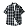 thumbnail image 1 of Besolor Mens Summer Button down Shirts Plaid Collared Short Sleeve Tops Big and Tall Beach Vacation Shirts with Pocket, 1 of 4
