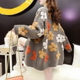 thumbnail image 5 of Wang6 Women Plus Size Long Cardigans Sweaters Trendy Long Sleeve Button Drop Shoulder Knit Sweater Coat Fall Open Front Floral Jacquard Outwear Tops with Pocket Grey One Size, 5 of 6