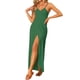 thumbnail image 1 of Vestido largo cruzado de algodón sin espalda con tiras de espagueti para la playa para mujer Verde S, 1 of 5