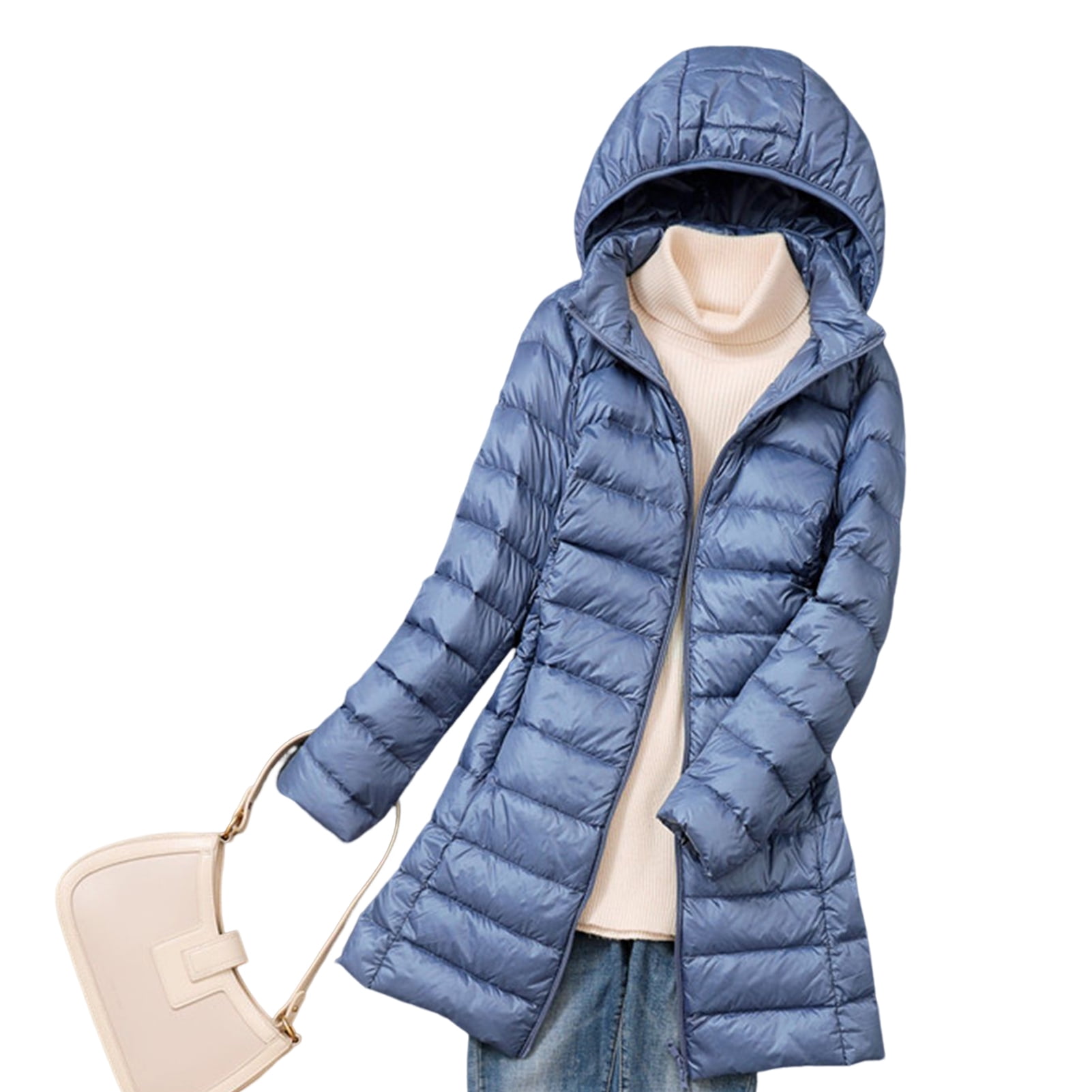 YHWW Down Jacket,Duck Down Jacket Women Winter Long Thick Double Sided  Plaid Coat Female Plus Size Warm Down Parka for Women Slim Clothes,Blue and  Black,M : : Everything Else